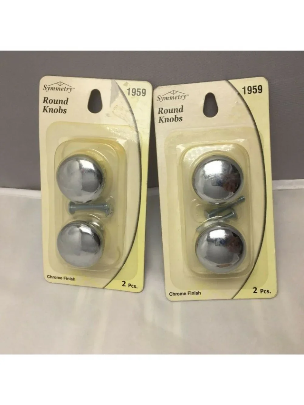 Symmetry Round Chrome Knobs 2 Pcs Easy Install Hardware Included